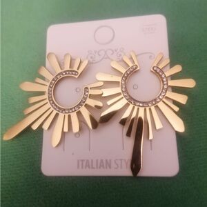 Silver Twisted Hoop Earrings with Crystal Accents